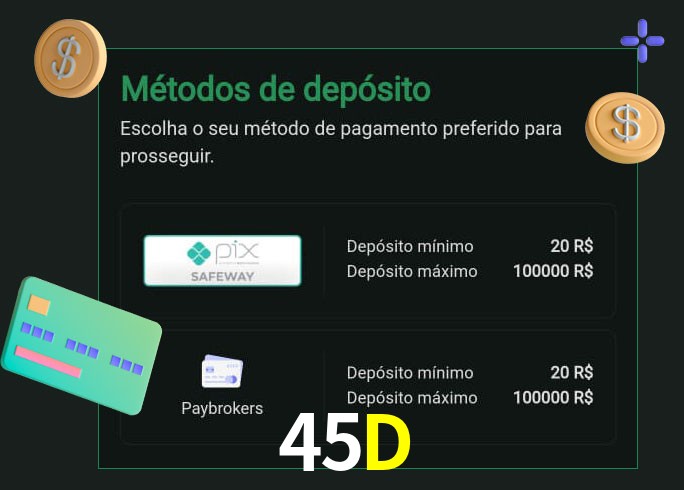 O cassino 45D oferece uma grande variedade de métodos de pagamento
